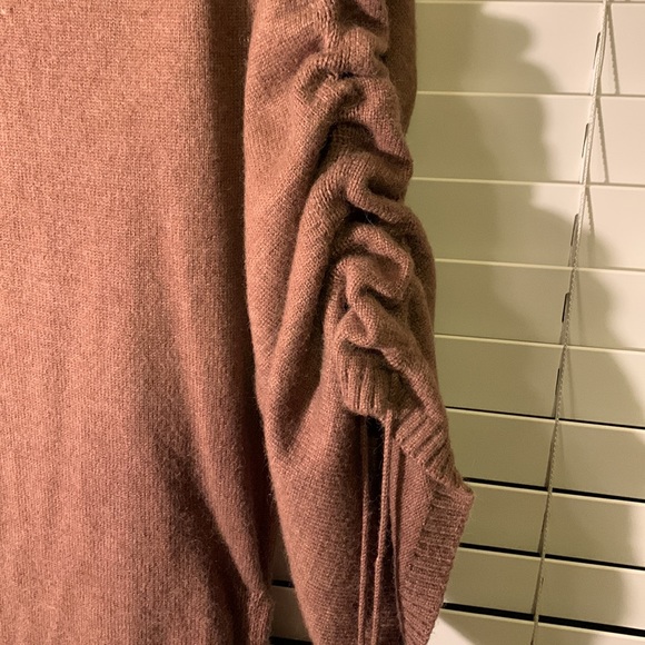 Sweater Mini Dress Medium with Ruchable Sleeves and Hem - Picture 3 of 5